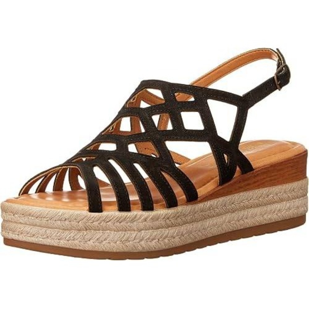 Bella Vita Italy Women Black Cage Wedge Espadrille Sandals Size 9 NEW